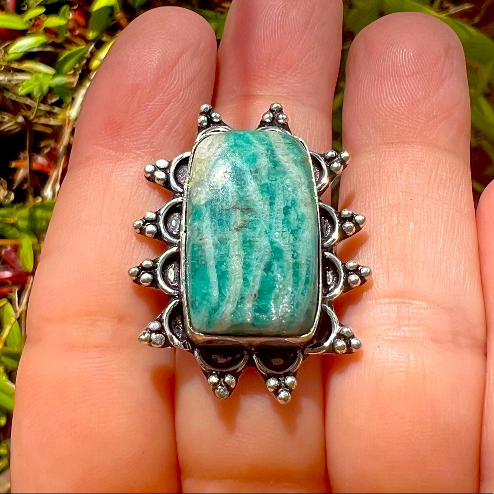 Amazonite Silver Ring